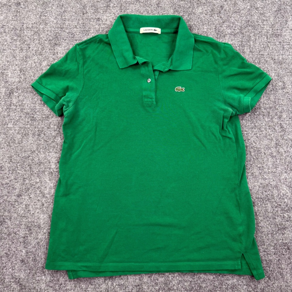 Lacoste Kids Green Short Sleeve Pique Polo Shirt Crocodile Logo Size 42